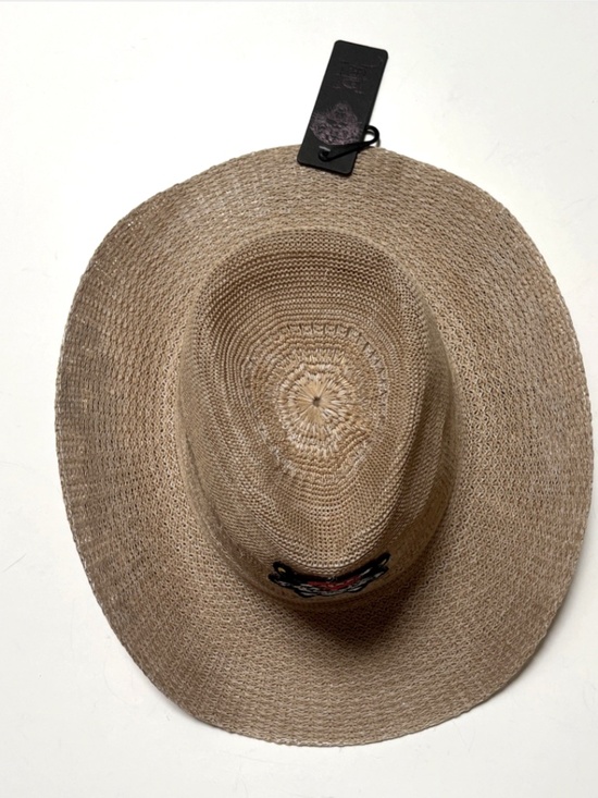 Ed Hardy Cowboy Hat Skull Heart Red Floral Embroidered Straw Western OS NWT main image 9